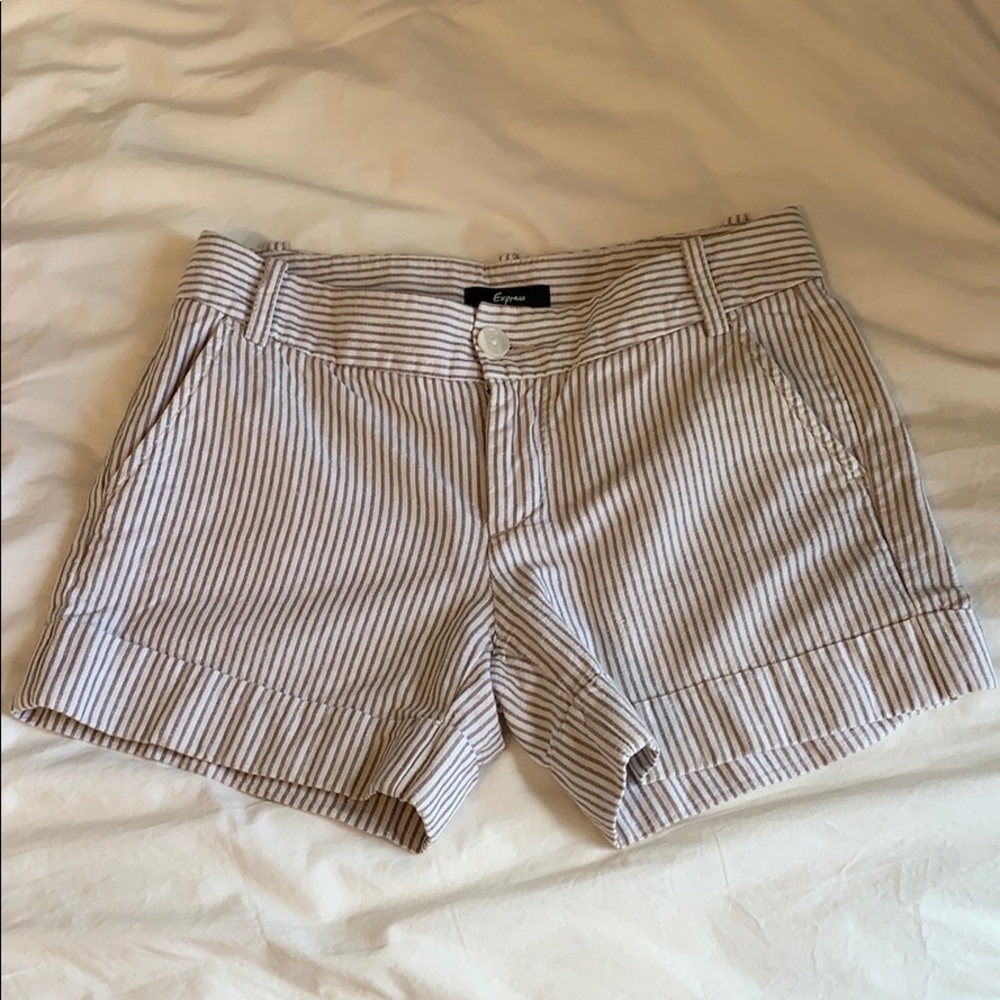 Express striped linen blend shorts
